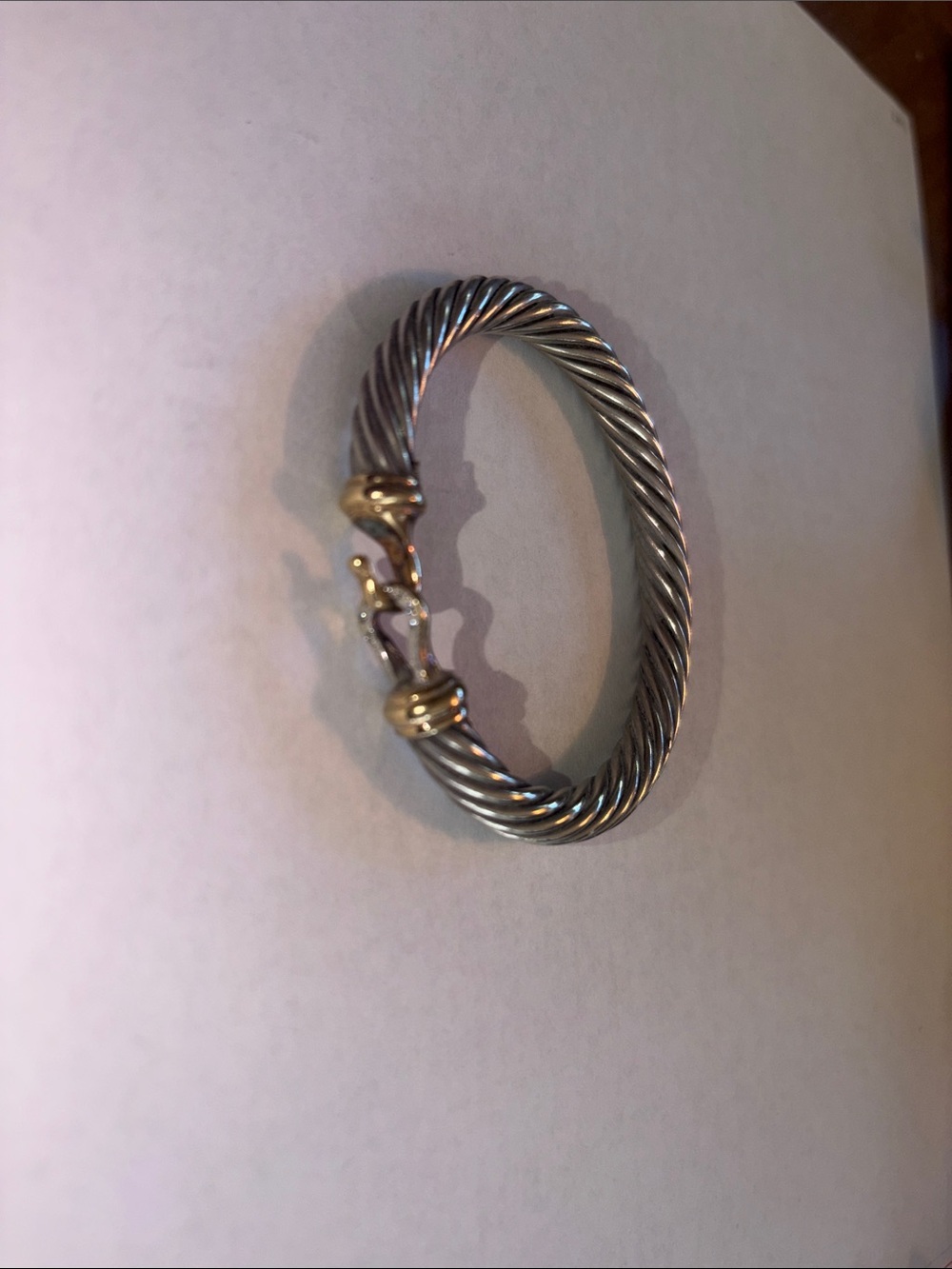 David Yurman 7mm Sterling Silver (925) with 18kt gold clasp women's bracelet.